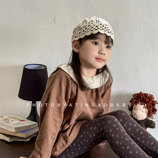 -キッズトップス ストライプサークル襟 長袖ブラウス シャツ 2カラー - mamahalo shop - 長袖シャツ・ブラウス -  べビー服 - 子供服 - 男の子 - 女の子