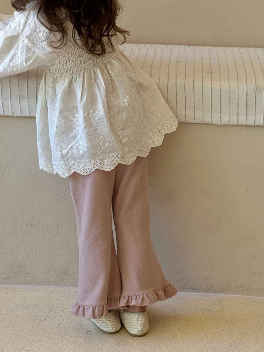 -キッズ レース 刺繍 長袖 ランタンスリーブ チュニック ブラウス トップス ガールズ - mamahalo shop - 長袖シャツ・ブラウス -  べビー服 - 子供服 - 男の子 - 女の子