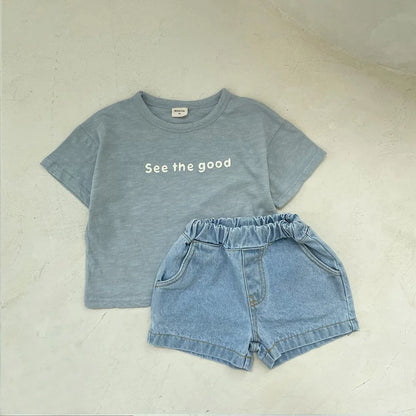 -キッズパンツ デニム ショートパンツ ブルー 2カラー【mh0004546】 - mamahalo shop - ハーフパンツ・ショートパンツ -  べビー服 - 子供服 - 男の子 - 女の子