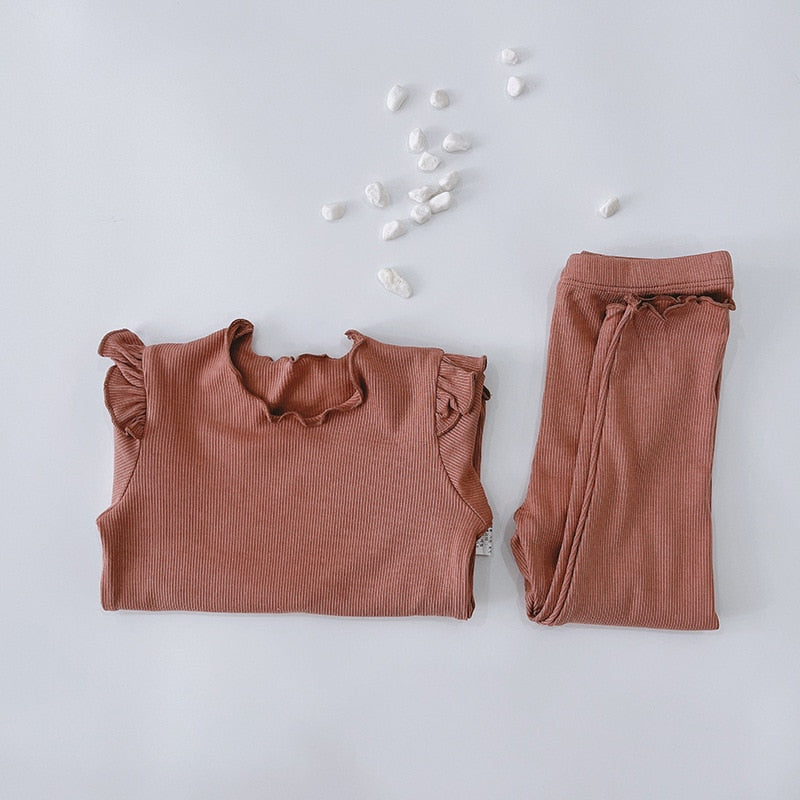 -キッズ フリル 長袖 パジャマ セット - mamahalo shop - 長袖パジャマ -  べビー服 - 子供服 - 男の子 - 女の子