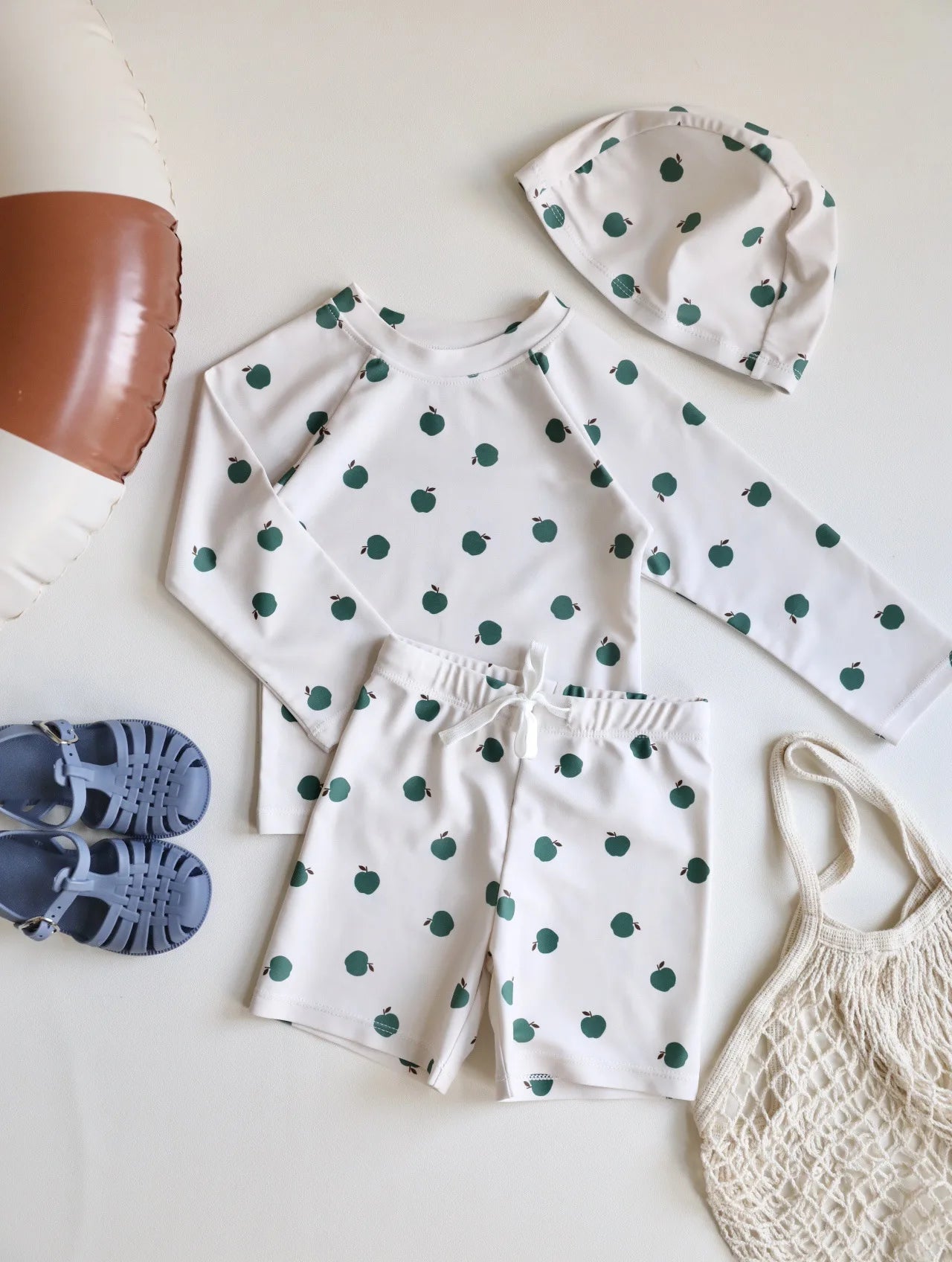 -キッズ水着 セパレートセット 長袖トップス+ショートパンツ ボーイズ ラッシュガード スイムウェア【mh0006162】 - mamahalo shop - ベビー用水着 -  べビー服 - 子供服 - 男の子 - 女の子