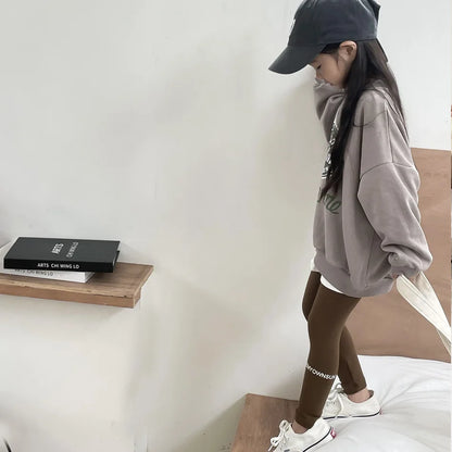 -キッズトップス/パンツ ロゴプリント裏フリースビッグシルエット長袖スウェットシャツ/レターロゴプリントレギンスパンツ【mh0007252】 - mamahalo shop - 長袖セットアップ -  べビー服 - 子供服 - 男の子 - 女の子