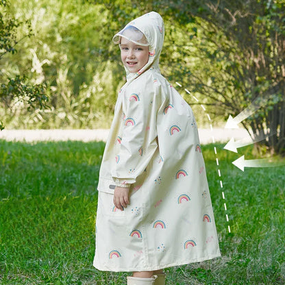 -キッズレインコート 雨具 ランドセル対応フーディレインジャケット チェリー/レインボー/水玉ドットプリント - mamahalo shop - レインコート -  べビー服 - 子供服 - 男の子 - 女の子