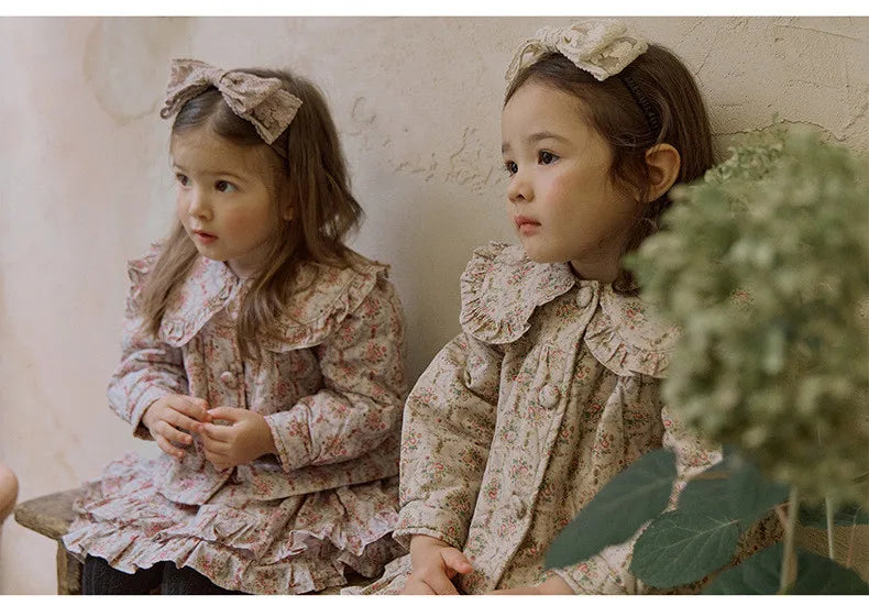 -キッズアウター コート フラワー 花柄プリントジャケット 2カラー ガールズ 女の子 子供服 - mamahalo shop - ショートコート・ジャケット・ジャンパー -  べビー服 - 子供服 - 男の子 - 女の子