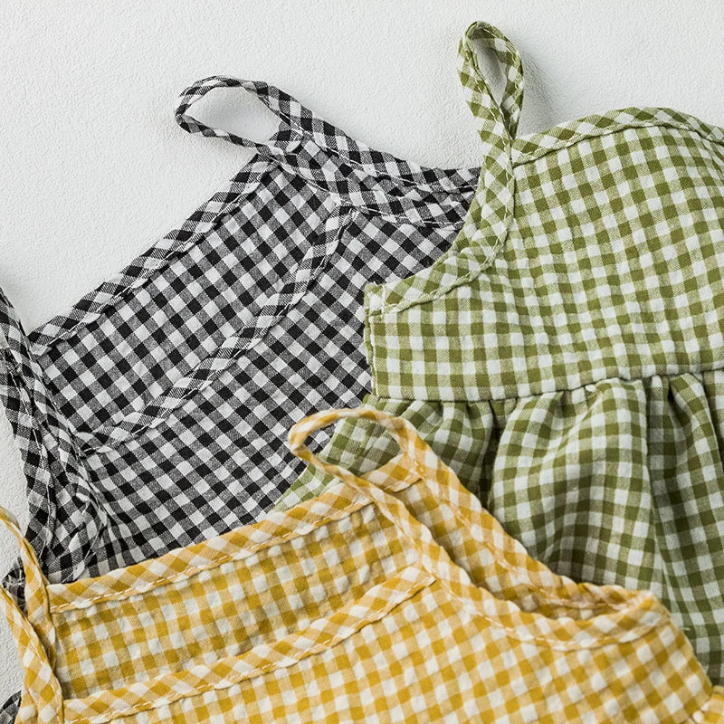 -ベビーロンパース チェック キャミソールスカートボディスーツ 3カラー【mh0006054】 - mamahalo shop - ノースリーブロンパース -  べビー服 - 子供服 - 男の子 - 女の子