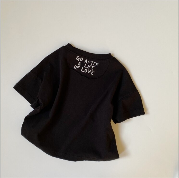 -☺︎ キッズ バック レターロゴ 半袖 ルーズ Tシャツ トップス ボーイズ - mamahalo shop - 半袖Tシャツ -  べビー服 - 子供服 - 男の子 - 女の子