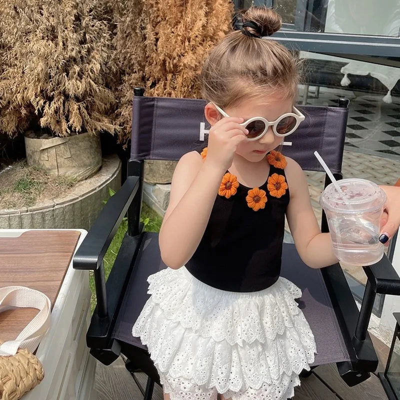 -キッズパンツ レースフリルショートパンツ キュロット - mamahalo shop - ハーフパンツ・ショートパンツ -  べビー服 - 子供服 - 男の子 - 女の子