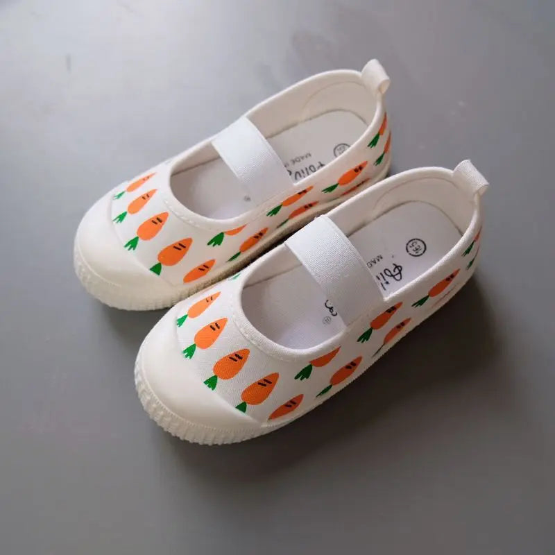 -ベビー キッズ みずたま チェック さくらんぼ あひる スマイル キャンバス バレエ シューズ 上履き - mamahalo shop - 靴 -  べビー服 - 子供服 - 男の子 - 女の子