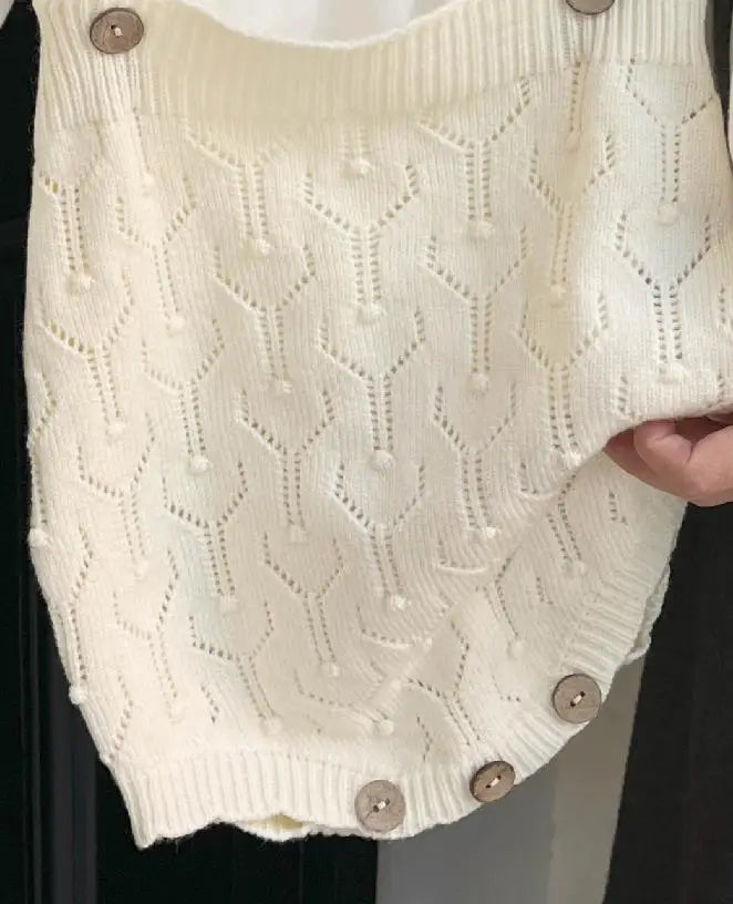 -ベビーカーディガン ロンパース ニットカーディガンセーター ニットサスペンダーボディスーツ 2カラー【mh0004401】 - mamahalo shop - カーディガン・パーカー -  べビー服 - 子供服 - 男の子 - 女の子