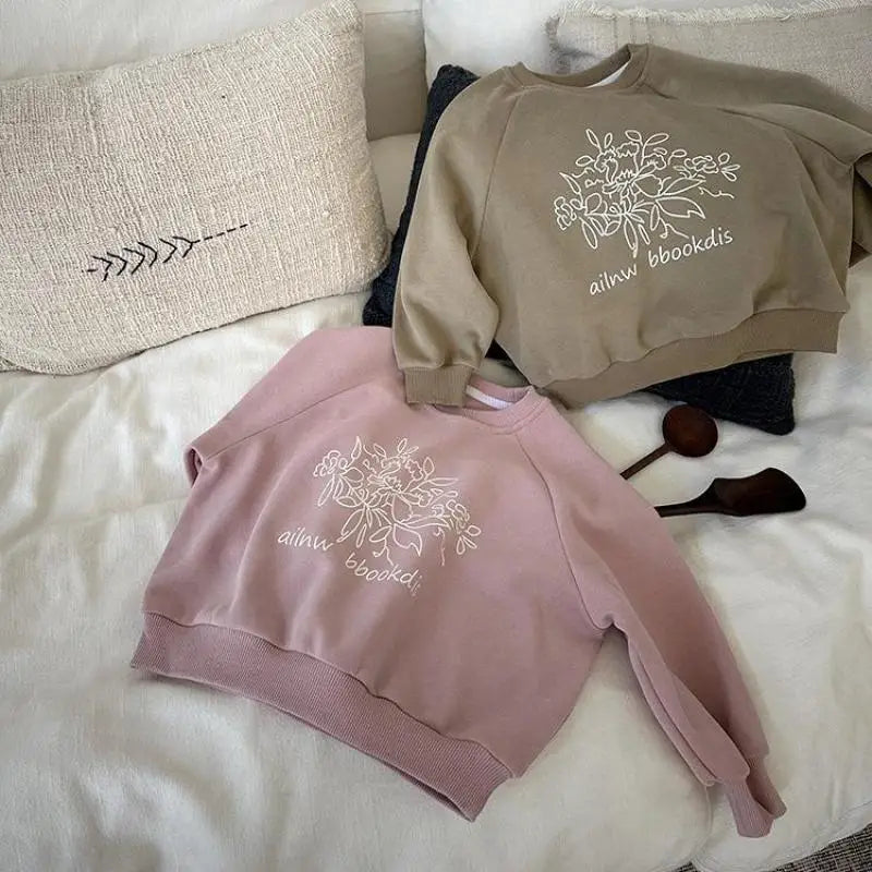 -キッズトップス 長袖プリントルーズスウェットシャツプルオーバー 2カラー - mamahalo shop - トレーナー・フーディ -  べビー服 - 子供服 - 男の子 - 女の子