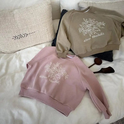 -キッズトップス 長袖プリントルーズスウェットシャツプルオーバー 2カラー - mamahalo shop - トレーナー・フーディ -  べビー服 - 子供服 - 男の子 - 女の子