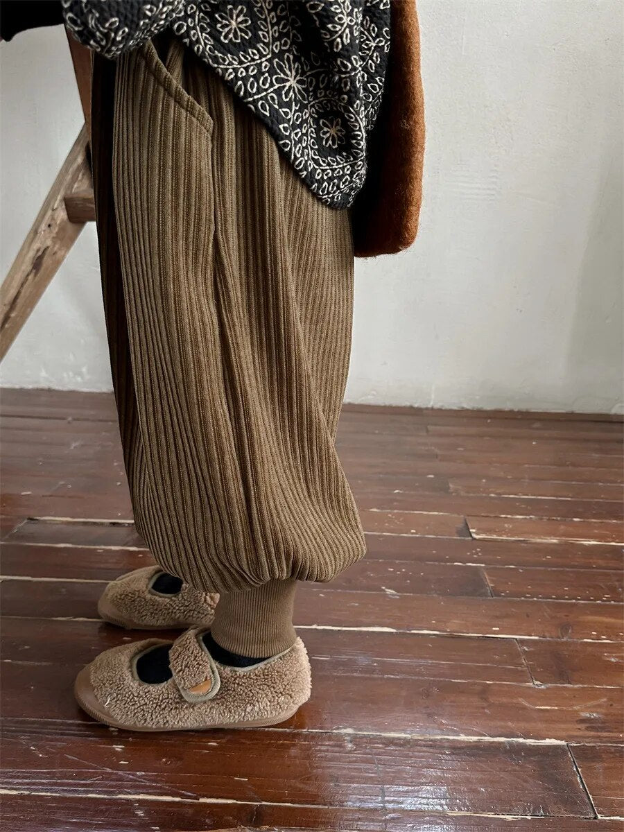 -キッズパンツ コーデュロイジョガーパンツ カーキ ブラック コーヒー 3カラー ボーイズ 男の子 子供服 - mamahalo shop - ロングパンツ・スウェットパンツ -  べビー服 - 子供服 - 男の子 - 女の子