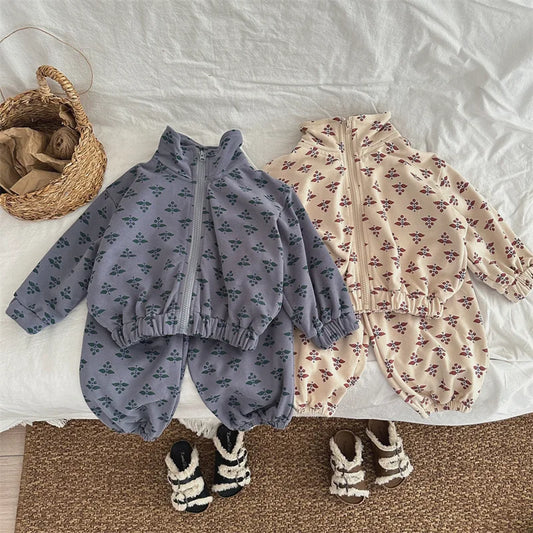 -キッズセットアップ 2点セット ジップアップスタンドカラースウェットジャケット+ロングスウェットパンツ 2カラー - mamahalo shop - 長袖セットアップ -  べビー服 - 子供服 - 男の子 - 女の子