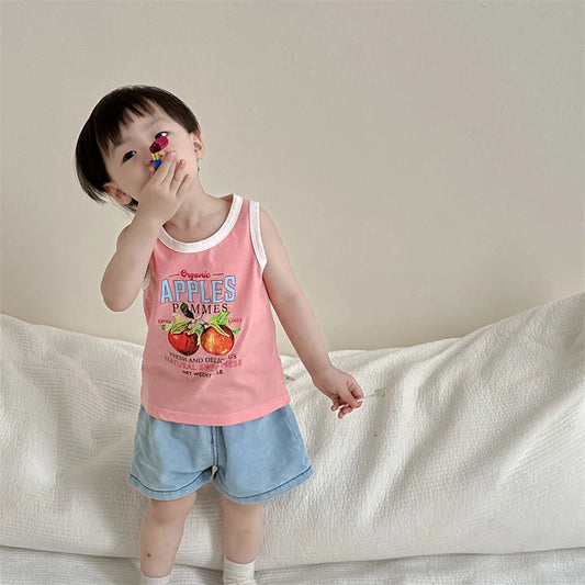 -ベビートップス/パンツ タンクトップ/デニムショートパンツ【mh0006276】 - mamahalo shop - ノースリーブセットアップ -  べビー服 - 子供服 - 男の子 - 女の子