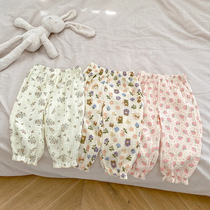 -ベビーパンツ サマールーズロングパンツ フラワー花柄プリント 3カラー【mh0006093】 - mamahalo shop - ロングパンツ・スウェットパンツ -  べビー服 - 子供服 - 男の子 - 女の子