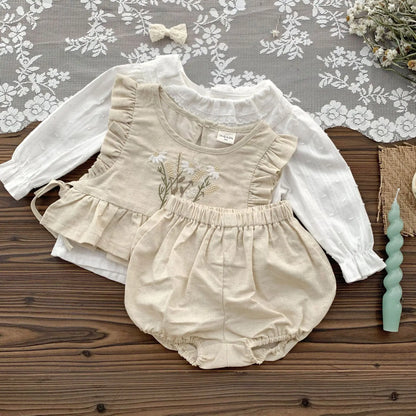 -ベビーキッズトップス 長袖チュニックブラウス フリル襟 フラワープリント 無地【mh0004450】 - mamahalo shop - 長袖シャツ・ブラウス -  べビー服 - 子供服 - 男の子 - 女の子