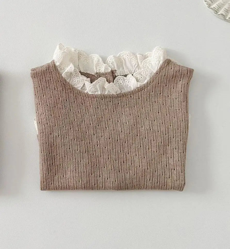 -ベビートップス レースフリル ノースリーブベストブラウス 2カラー - mamahalo shop - ベスト -  べビー服 - 子供服 - 男の子 - 女の子