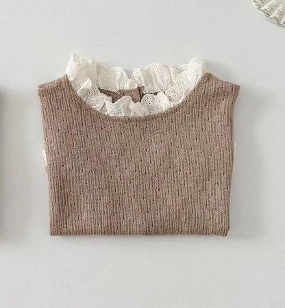 -ベビートップス レースフリル ノースリーブベストブラウス 2カラー - mamahalo shop - ベスト -  べビー服 - 子供服 - 男の子 - 女の子