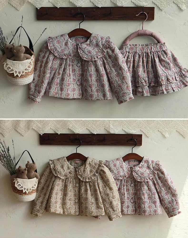 -キッズアウター コート フラワー 花柄プリントジャケット 2カラー ガールズ 女の子 子供服 - mamahalo shop - ショートコート・ジャケット・ジャンパー -  べビー服 - 子供服 - 男の子 - 女の子