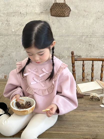 -キッズトップス リボンレースフリル長袖スェットシャツ 2カラー【mh0006811】 - mamahalo shop - トレーナー・フーディ -  べビー服 - 子供服 - 男の子 - 女の子