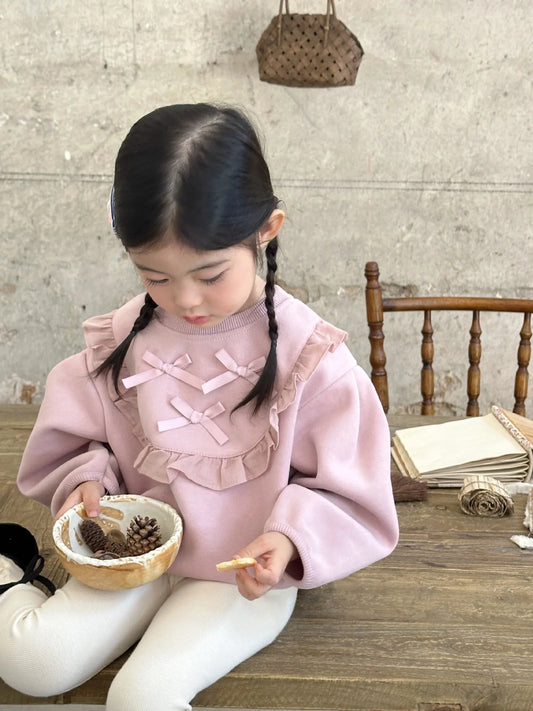 -キッズトップス リボンレースフリル長袖スェットシャツ 2カラー【mh0006811】 - mamahalo shop - トレーナー・フーディ -  べビー服 - 子供服 - 男の子 - 女の子