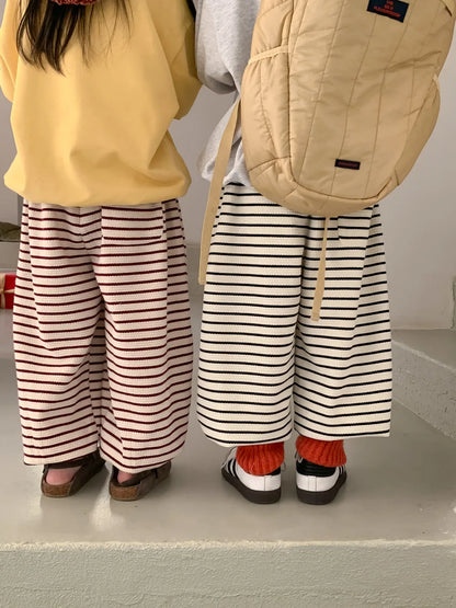 -キッズパンツ ボーダー柄 スウェットロングパンツ レッド/ホワイト/2カラー - mamahalo shop - ロングパンツ・スウェットパンツ -  べビー服 - 子供服 - 男の子 - 女の子