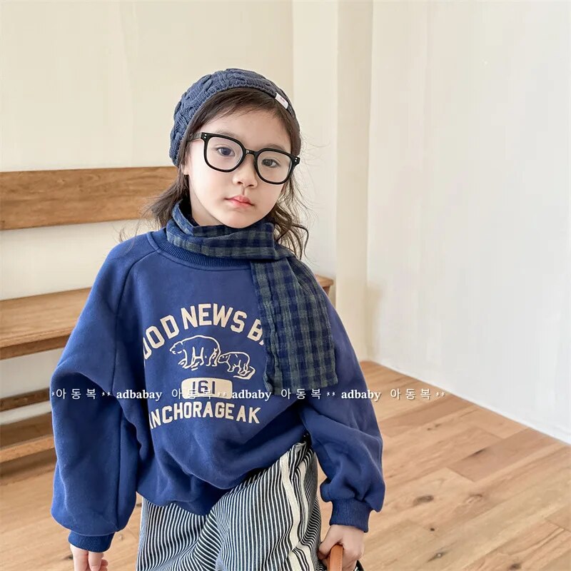 -キッズスウェットシャツ トレーナー カレッジトレーナー しろくまプリント グレー ブルー 3カラー ボーイズ 男の子 子供服 - mamahalo shop - トレーナー・フーディ -  べビー服 - 子供服 - 男の子 - 女の子