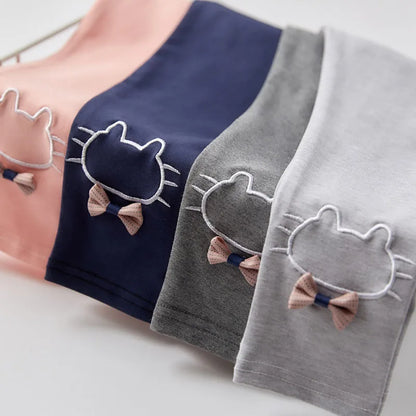 -キッズパンツ レギンスパンツ ねこキャットリボン刺繍 スパッツ 5カラー【mh0006451】 - mamahalo shop - レギンスパンツ -  べビー服 - 子供服 - 男の子 - 女の子