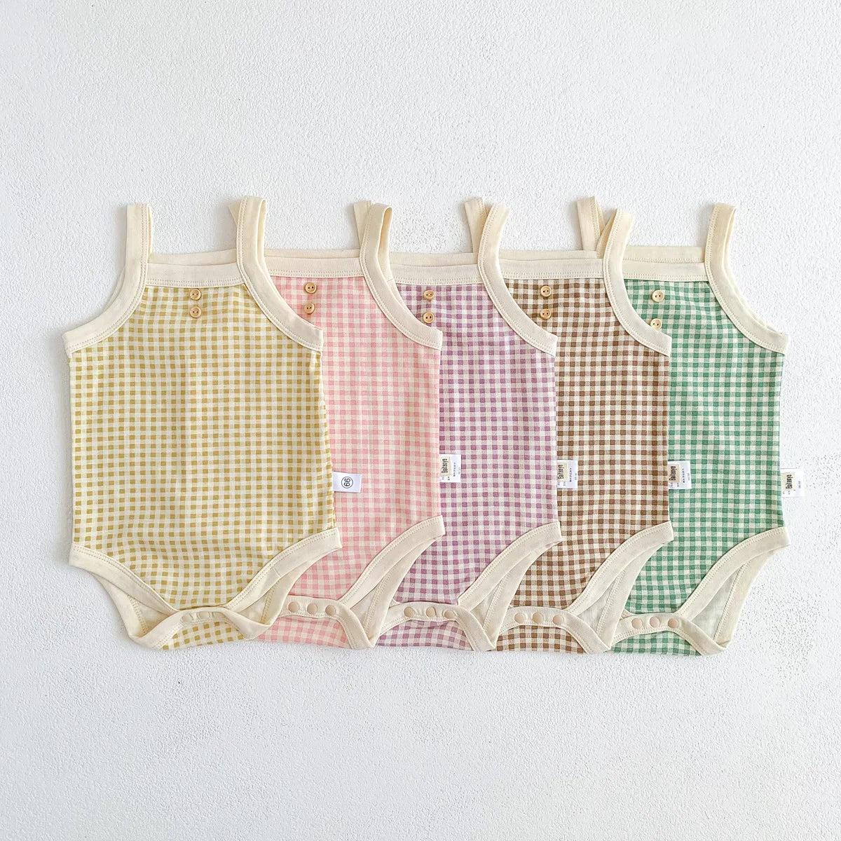 -ベビーロンパース キャミソールボディスーツ チェック【mh0005646】 - mamahalo shop - ノースリーブロンパース -  べビー服 - 子供服 - 男の子 - 女の子