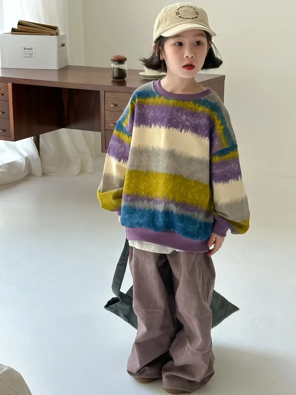 -キッズトップス カラフルボーダー長袖Tシャツ 2カラー【mh0007130】 - mamahalo shop - 長袖Tシャツ -  べビー服 - 子供服 - 男の子 - 女の子