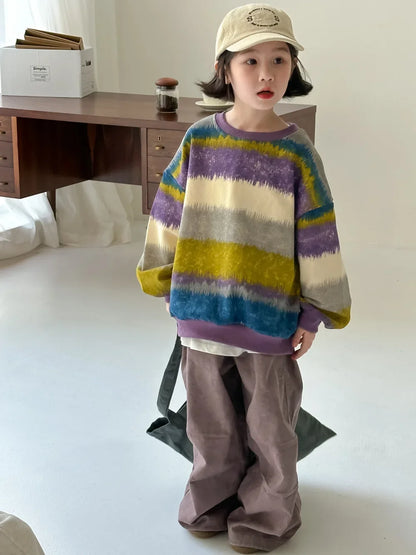 -キッズトップス カラフルボーダー長袖Tシャツ 2カラー【mh0007130】 - mamahalo shop - 長袖Tシャツ -  べビー服 - 子供服 - 男の子 - 女の子