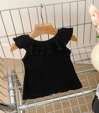 -ベビートップス フリルカラー ノースリーブTシャツ 5カラー - mamahalo shop - タンクトップ・キャミソール・ノースリーブトップス -  べビー服 - 子供服 - 男の子 - 女の子