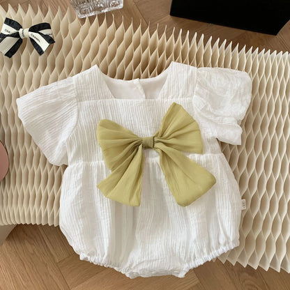 -ベビーロンパース 半袖リボンボディスーツ 2カラー【mh0005061】 - mamahalo shop - 半袖ロンパース -  べビー服 - 子供服 - 男の子 - 女の子