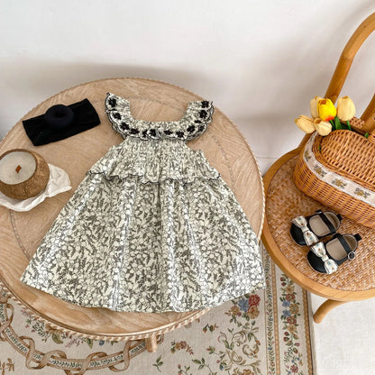 -ベビーキッズワンピース サンドレス サマードレス ノースリーブ フラワー花柄刺繍 リゾート【mh0005103】 - mamahalo shop - ノースリーブワンピース -  べビー服 - 子供服 - 男の子 - 女の子