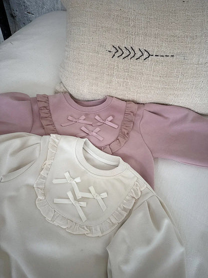 -キッズトップス リボンレースフリル長袖スェットシャツ 2カラー【mh0006811】 - mamahalo shop - トレーナー・フーディ -  べビー服 - 子供服 - 男の子 - 女の子