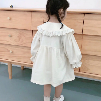 キッズワンピース レースフリルビッグ襟長袖ワンピース 2カラー - mamahalo shop - 長袖ワンピース -  べビー服 - 子供服 - 男の子 - 女の子