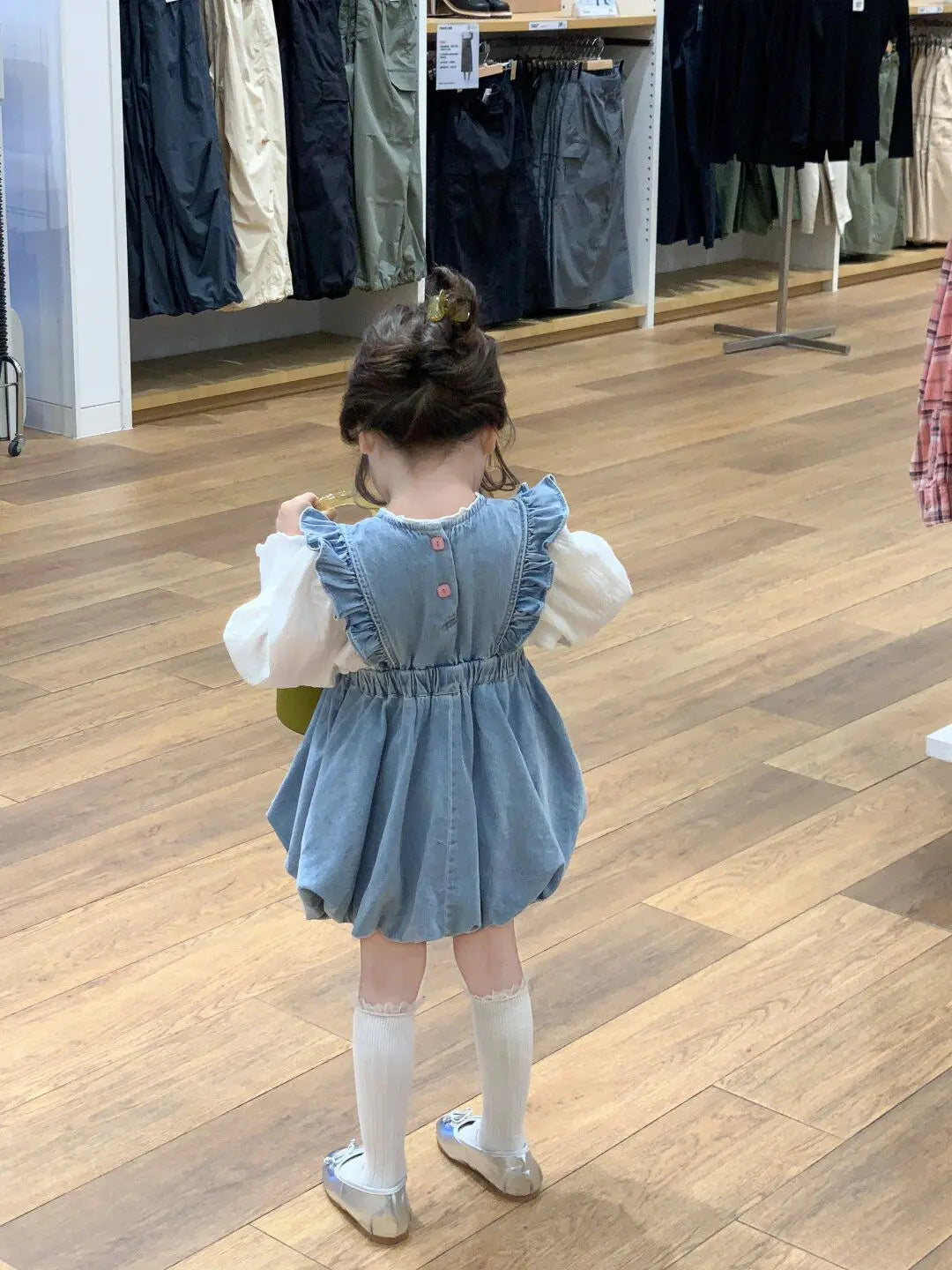 -キッズデニムフリルバルーンノースリーブワンピース【mh0004882】 - mamahalo shop - ノースリーブワンピース -  べビー服 - 子供服 - 男の子 - 女の子