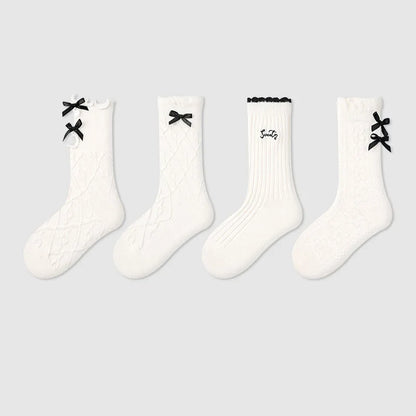 -キッズソックス 靴下4足セット ワッペンワンポイント ボーダー【mh0004066】 - mamahalo shop - ベビー用靴下・タイツ -  べビー服 - 子供服 - 男の子 - 女の子