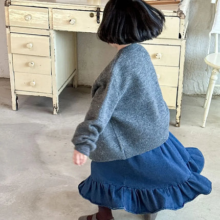 キッズスカート 裾フリルデニムスカート - mamahalo shop - スカート -  べビー服 - 子供服 - 男の子 - 女の子