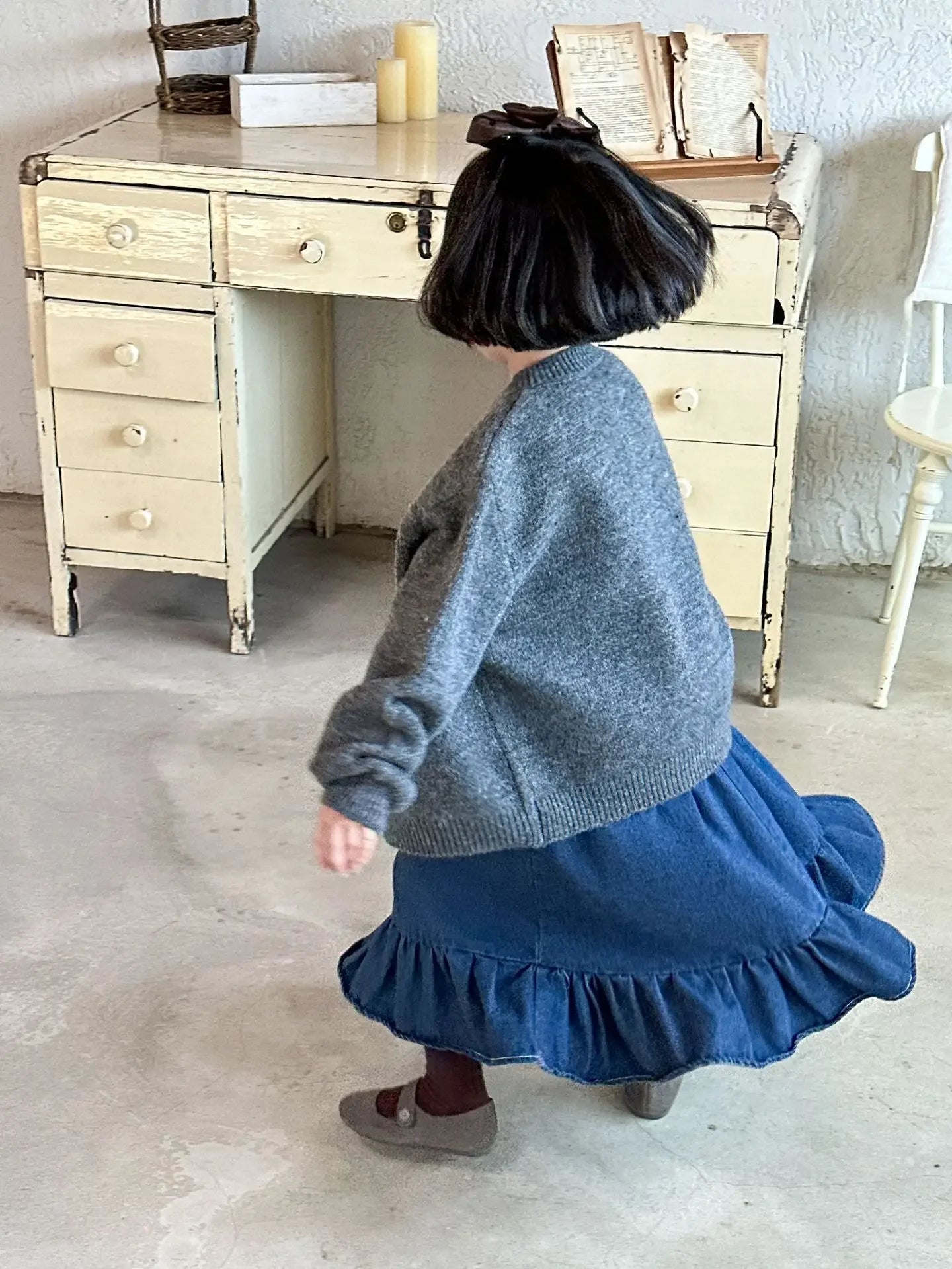 -キッズスカート 裾フリルデニムスカート - mamahalo shop - スカート -  べビー服 - 子供服 - 男の子 - 女の子