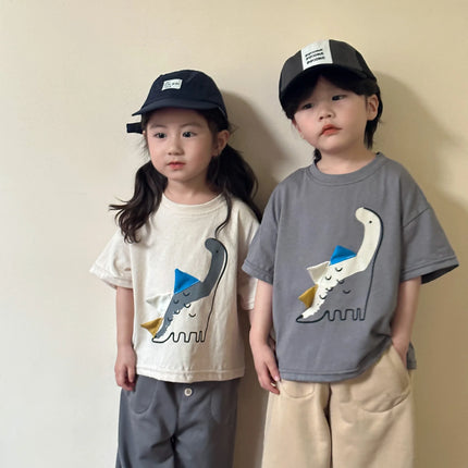 キッズトップス 半袖Tシャツ 恐竜ダイナソープリント 2カラー - mamahalo shop - 半袖Tシャツ - ベビー服 - 子供服 - 男の子 - 女の子