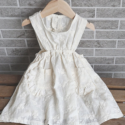 -ベビー ポップコーン セットアップ 長袖 トップス ブルマパンツ ベージュ ブラック レース フリル エプロン ドレス ガールズ - mamahalo shop - 長袖セットアップ -  べビー服 - 子供服 - 男の子 - 女の子