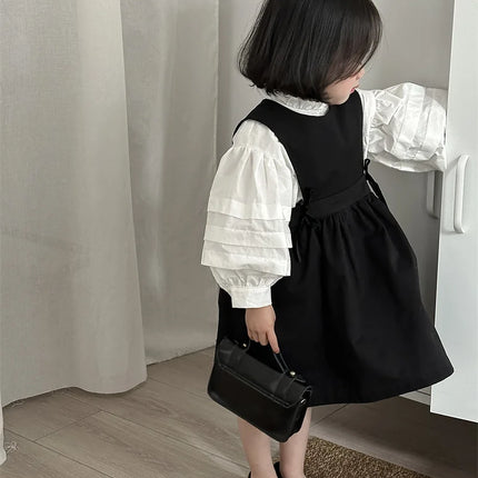 キッズワンピース ノースリーブ ジャンパースカート ブラックドレス - mamahalo shop - ノースリーブワンピース - ベビー服 - 子供服 - 男の子 - 女の子