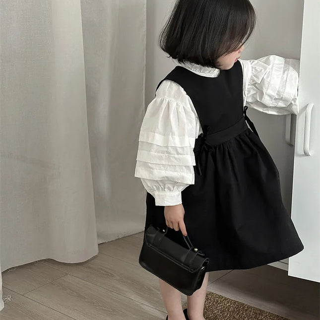 キッズワンピース ノースリーブ ジャンパースカート ブラックドレス - mamahalo shop - ノースリーブワンピース - ベビー服 - 子供服 - 男の子 - 女の子