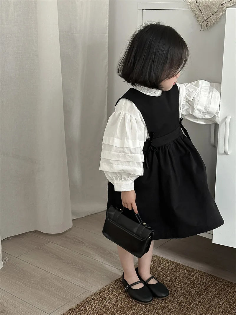 -キッズワンピース ノースリーブ ジャンパースカート ブラックドレス - mamahalo shop - ノースリーブワンピース -  べビー服 - 子供服 - 男の子 - 女の子