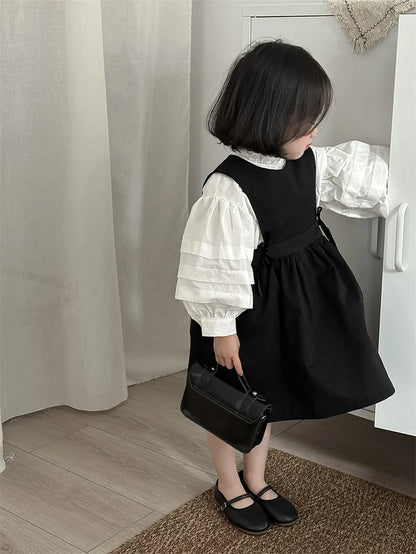 -キッズワンピース ノースリーブ ジャンパースカート ブラックドレス - mamahalo shop - ノースリーブワンピース -  べビー服 - 子供服 - 男の子 - 女の子