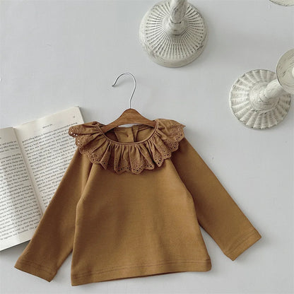 -ベビートップス 長袖Tシャツ フリルレース襟 2カラー【mh0006390】 - mamahalo shop - 長袖Tシャツ -  べビー服 - 子供服 - 男の子 - 女の子