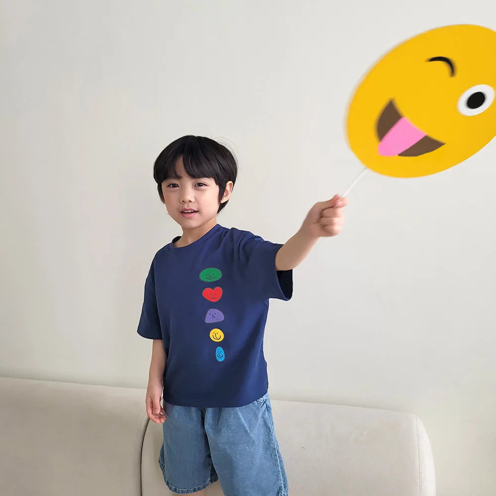 -キッズトップス 半袖プリントTシャツ カラフルプリント 3カラー【mh0005574】 - mamahalo shop - 半袖Tシャツ -  べビー服 - 子供服 - 男の子 - 女の子