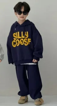 -キッズセットアップ 2点セット レターロゴプリントスウェットフーディパーカー+スウェットパンツ 2カラー - mamahalo shop - 長袖セットアップ -  べビー服 - 子供服 - 男の子 - 女の子