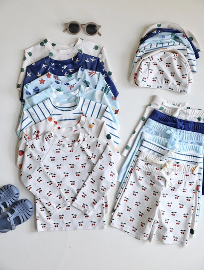 -キッズ水着 セパレートセット 長袖トップス+ショートパンツ ボーイズ ラッシュガード スイムウェア【mh0006162】 - mamahalo shop - ベビー用水着 -  べビー服 - 子供服 - 男の子 - 女の子